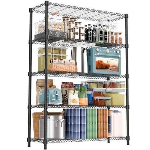 1750LBS 47.2" W 5 Tiers Shelf Steel Storage Shelves Shelving Unit Steel Organizer Wire Rack for Home