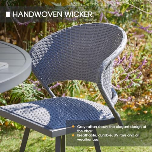 Patio Bar Stool Chairs with Footrests and Padded Seat (2 Count)