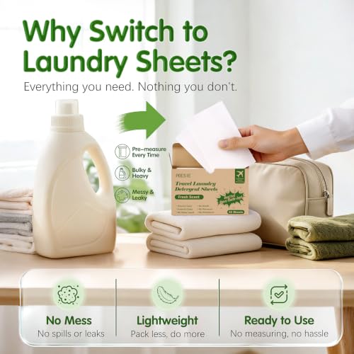Travel Liquidless Laundry Detergent Sheets Fresh Scent 120 Count