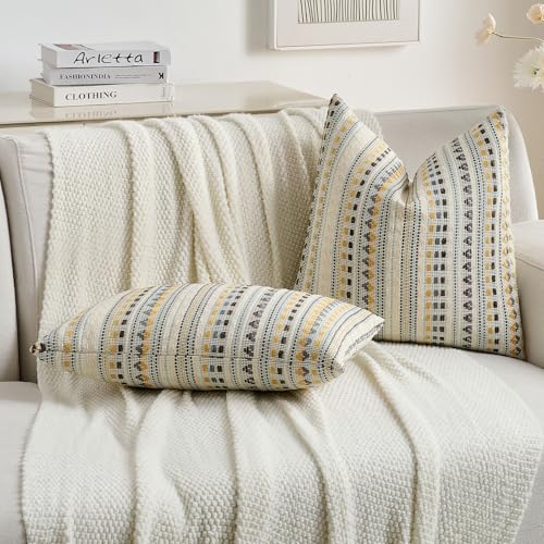 Pack of 2 Boho Throw Pillow Covers 24x24 Inch (2 Count)