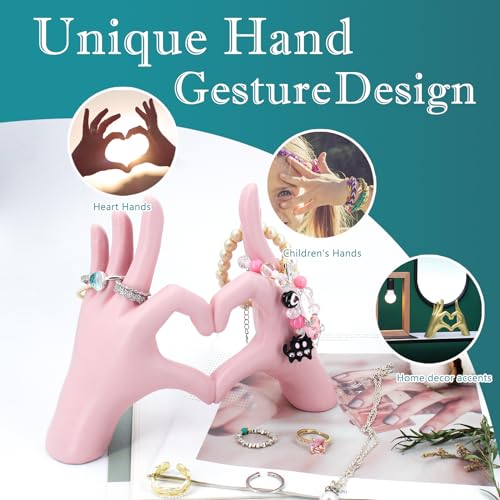 Pink Heart Hands Sculpture Decor
