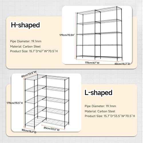 5 Tiers Storage Shelves Load 1500LBS