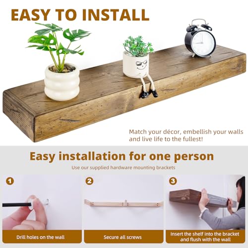Floating Shelves 3 inch Thick for Wall Set of 2 (2 Count)