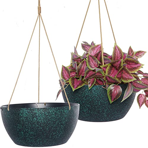 12 Inch 2 Pack Large Hanging Planters for Indoor Outdoor Plants (2 Count)