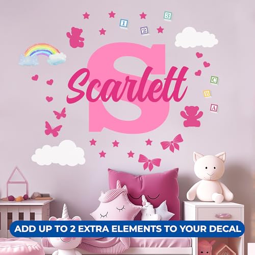 Multiple Font Personalized Name & Initial Vinyl Wall Decals I Nursery Wall Decal for Baby Boy & Girl Decoration I Stickers for Kids I Multi