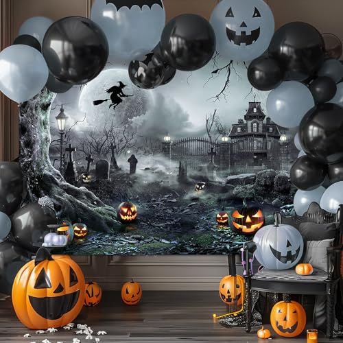 10x7ft Green Halloween Backdrop Spooky Photography Background