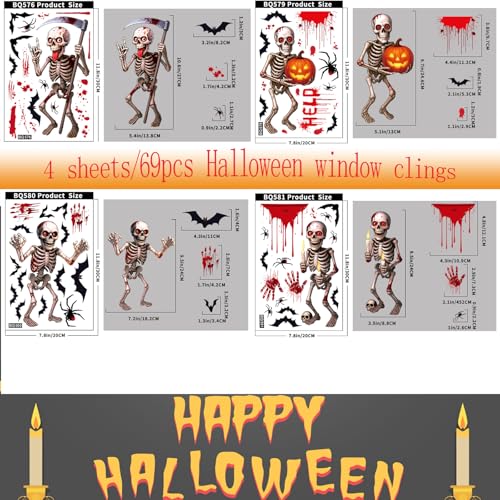 Halloween Window Clings Decorations (4 Count)