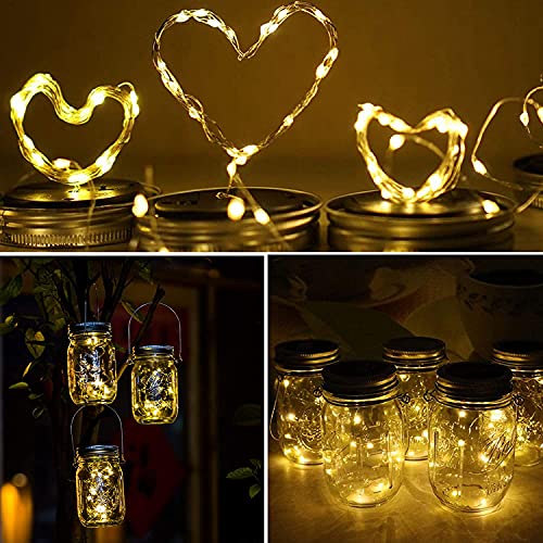 Solar Mason Jar Lid Lights 12 Pack 30 LED Waterproof Outdoor Decor