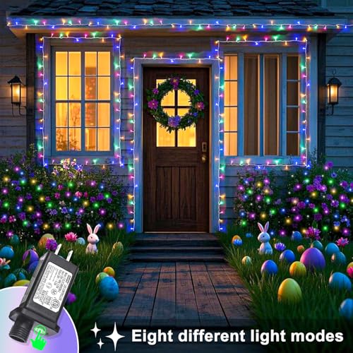 Christmas Lights Outdoor Waterproof Colorful String Lights Indoor 8 Modes Clear Wire 66ft 200 LED