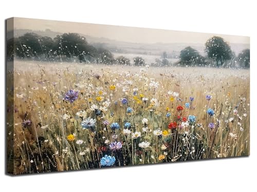 Landscape Wall Art Wildflower Canvas Painting for Living Room