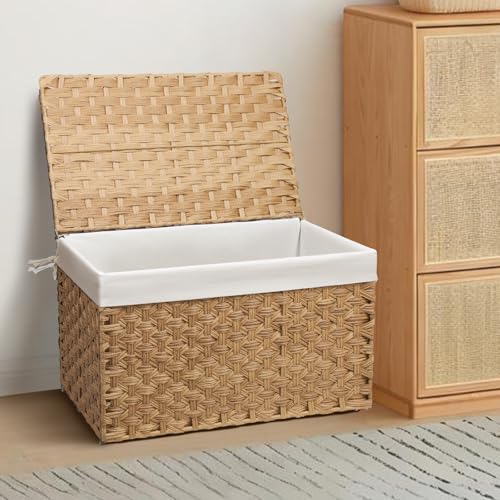 Large Wicker Storage Basket with Lid