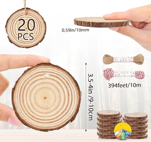 20 Pcs Wooden Discs for Crafts (20 Count)