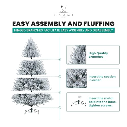 Ginebra 6.5ft Snow Flocked Christmas Tree Prelit with 2456 Branch Tips