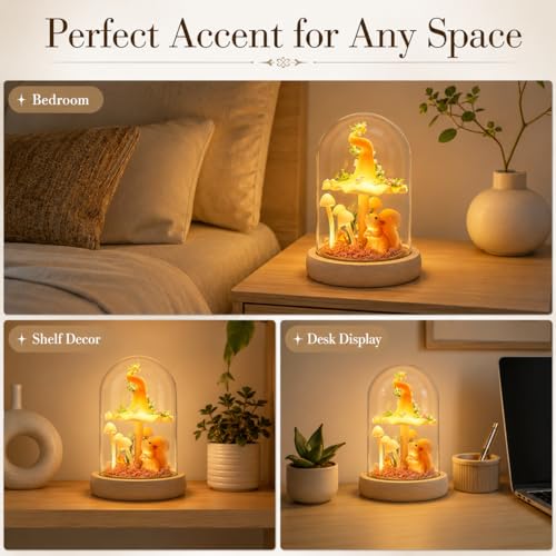 Mushroom Lamp in Glass Dome