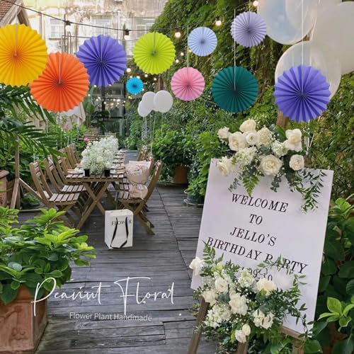 White Party Decorations White Hanging Paper Fans DIY Set 16inch