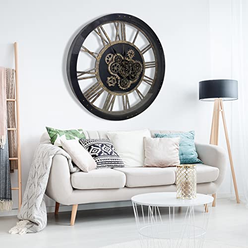 30" Large Wall Clock Moving Gears
