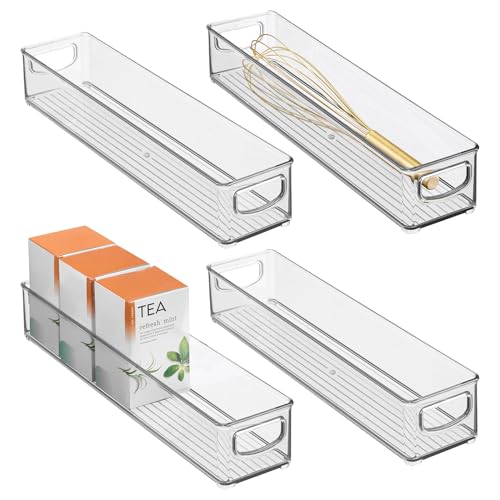 Slim Clear Plastic Storage Bin (4 Count)