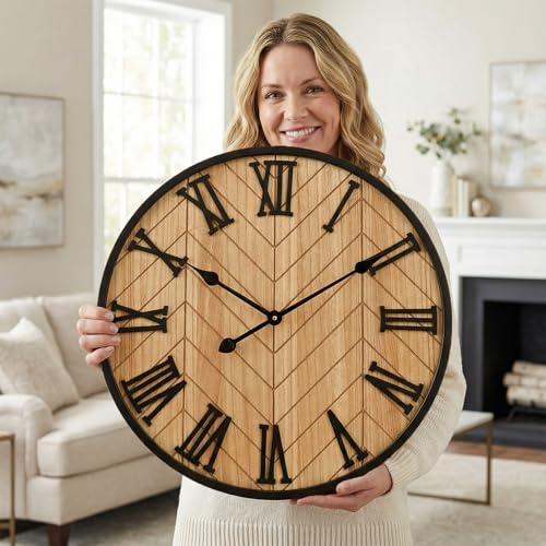 24 Inch Large Wall Clock Farmhouse Style