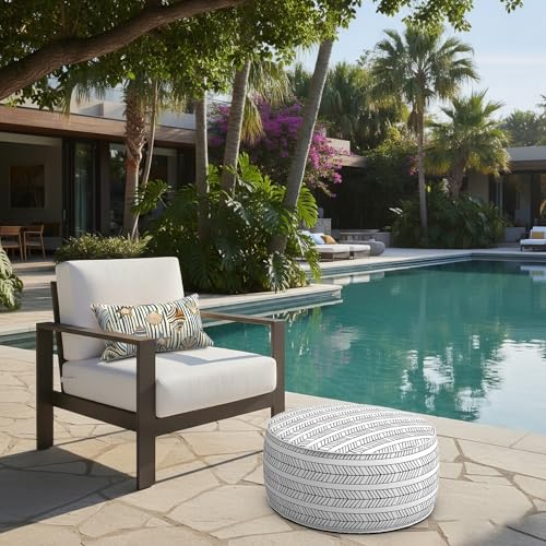 Indoor Outdoor Inflatable Ottoman with Handle D21 x H9 Inch