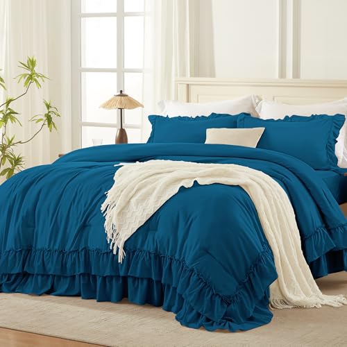 Teal Ruffle Full Size Comforter Set