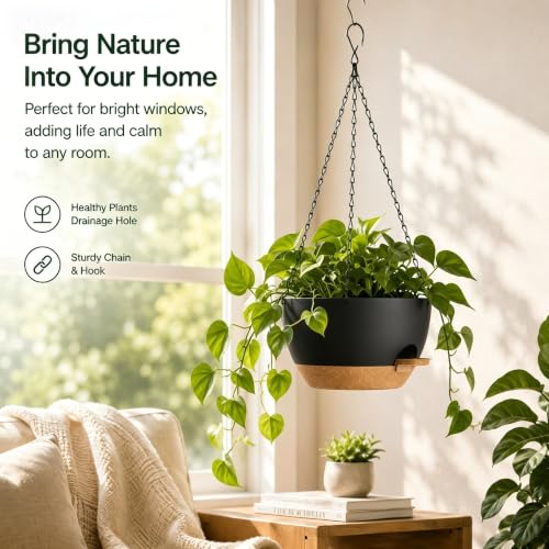 12 Inch Self Watering Hanging Planters 2 Pack (2 Count)