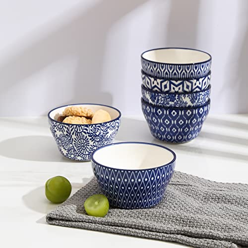 Ceramic 8oz Bouillon Cups 4 Inch Small Bowls (6 Count)