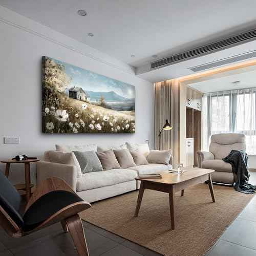 Large Canvas Wall Art For Living Room Wall Decor For Bedroom Office Decorations Watercolour Wall Paintings Stretched And Framed Farmhouse Old house Scenery Pictures Artwork Hanging Home Decor