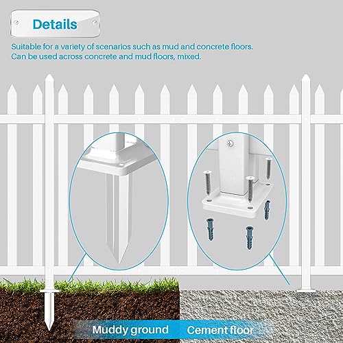 10 Sets White Vinyl Picket Fence Panels 36" H x 84" W PVC Garden Fences Plastic Decorative for Yard Porch Deck Pool Dog Temporary Fencing