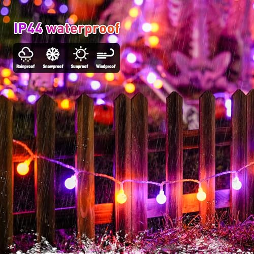 100 LED Globe Orange and Purple Halloween Lights Indoor Remote
