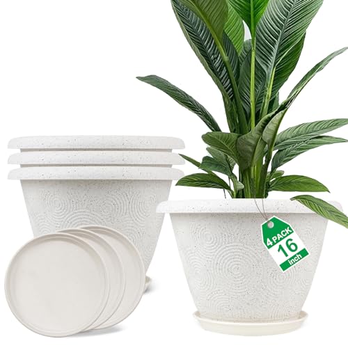 Plastic Flower Pots Planters For Indoor Plants (4 Count)