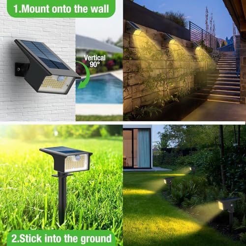 3 Pack 62 LED Solar Spot Lights Outdoor Motion Sensor with 3 Modes (3 Count)
