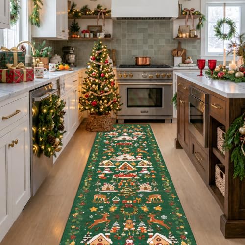 Vintage Christmas Runner Rug 2x8