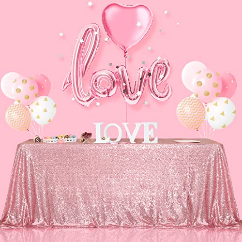 Sequin Tablecloth 60x102 Inch Fuchsia Pink for Wedding Party