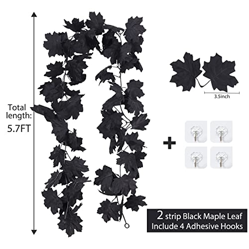 2 Pcs Fall Maple Leaf Garland Hanging Black Decor Fall Leaves Vines