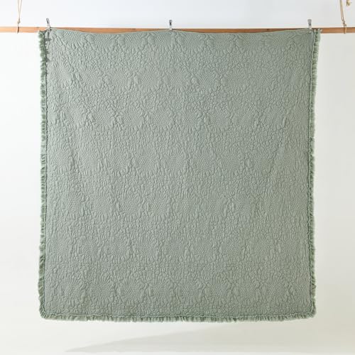 Sage Green Ruffled Quilt King Size