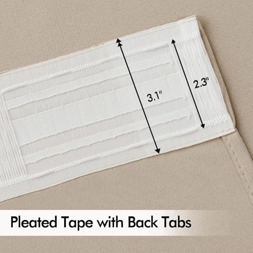 Taupe Back Tab Blackout Curtains 52x63 Inches Long 2 Panels Set (2 Count)