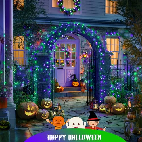 66ft 200 LED Purple and Green Halloween Lights Plug in (66 Foot)