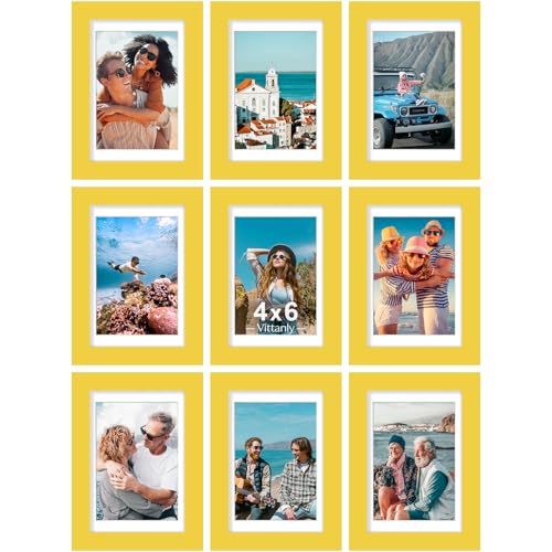 4x6 Picture Frames Set of 9 for Wall or Tabletop Display (9 Count)