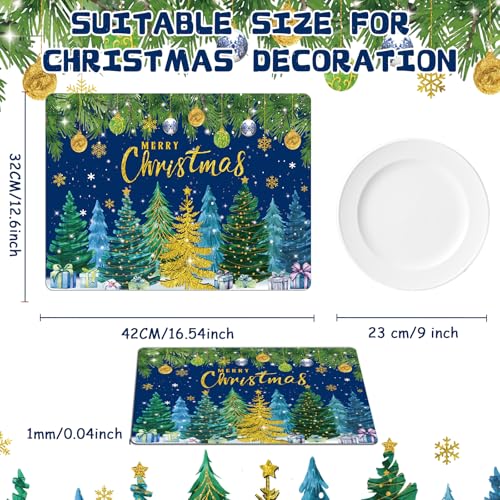 Christmas Pine Trees Plastic Placemats Set of 6 Table mats 17×13×0.04in (6 Count)
