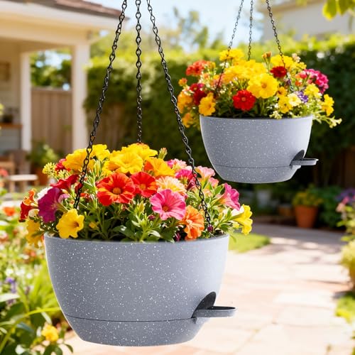 12 Inch Hanging Baskets 2 PC with Chains (2 Count)