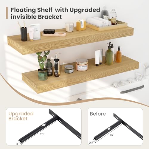 36 x 12 Deep Floating Shelves Wall Mounted Set of 2 Oak (2 Count)