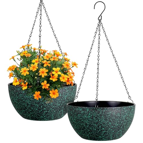 12 inch Large Hanging Planters for Indoor Outdoor Plants (2 Count)