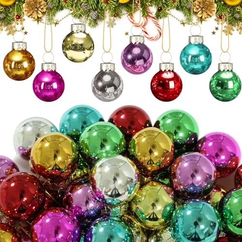 32 Pcs 1'' Mini Glass Christmas Ornament (32 Count)