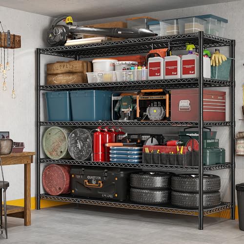 85.7" H Storage Shelves 2998LBS Metal Shelving Unit with Wheels & Feet (2 Count)
