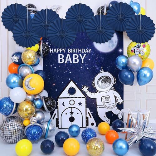 Blue Party Decorations Navy Blue Hanging Paper Round Fan Bulk 12inch (30 Count)