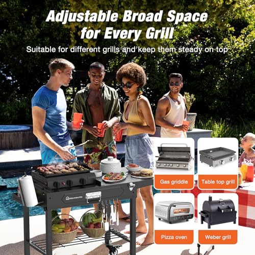 Foldable Grill Cart Outdoor with Wheels