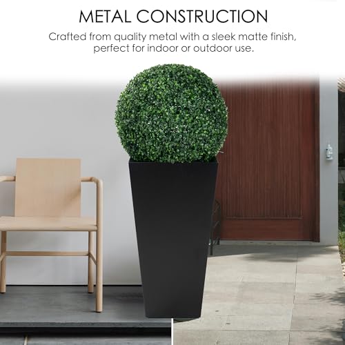 30" H x 15.4L x 15.4W Tall Taper Black Metal Planter