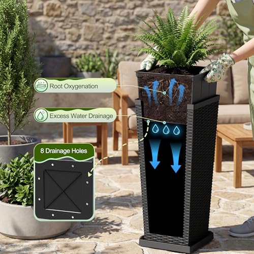 Resin 30'' Tall Planters Large Taper Outdoor Planter (2 Count)