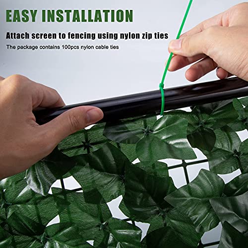 Faux Ivy Fence Privacy Screen Outdoor Expandable Artificial Greenery Roll Fake Hedge Wall Patio Green Plastic Leaf Plant Vine Grass Panels Gate Covering for Garden Yard Balcony (32 Sq Ft)