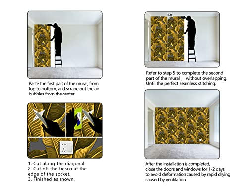Vintage Gold Banana Leaf Bathroom wallpeper Living Room Bedroom Tropical Plant wall Mural